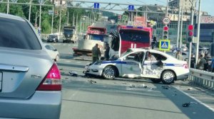 Момент аварии с участием автомобиля ДПС: ДТП с пострадавшими в Приморье