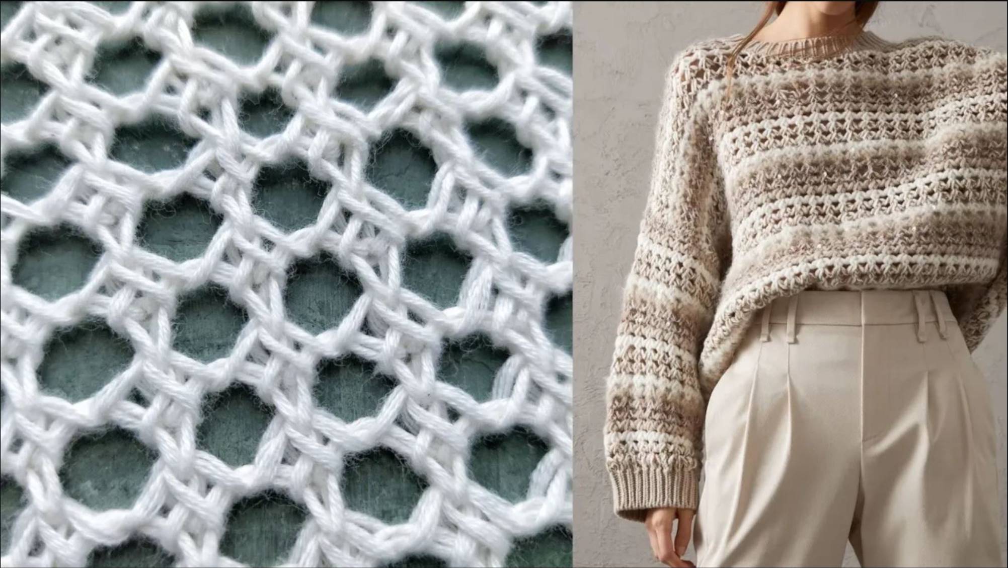 Красивая сетка спицами а-ля Кучинелли смотреть онлайн