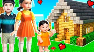 У СЕМЬИ КУКЛЫ ИЗ ИГРЫ В КАЛЬМАРА РОДИЛИСЬ ДЕТИ и Я ПОСТРОИЛ ИМ ДОМ в МАЙНКРАФТ