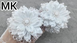 МК Белые банты, Пышный бант, Бант на 1 сентября, Белые бантики,  Школьные  бантики, Бант на заколке