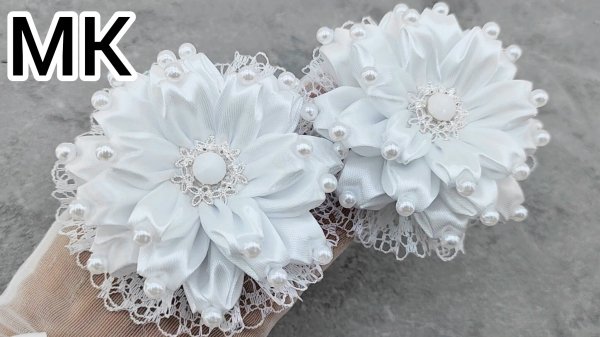 МК Белые банты, Пышный бант, Бант на 1 сентября, Белые бантики,  Школьные  бантики, Бант на заколке