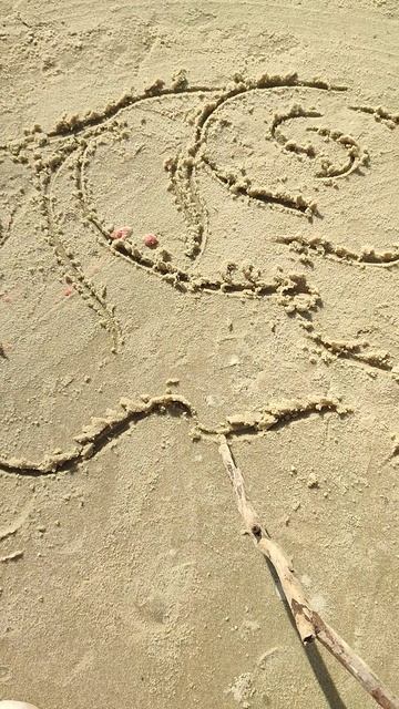 Роза на песке, рисуем палкой. МК для детей