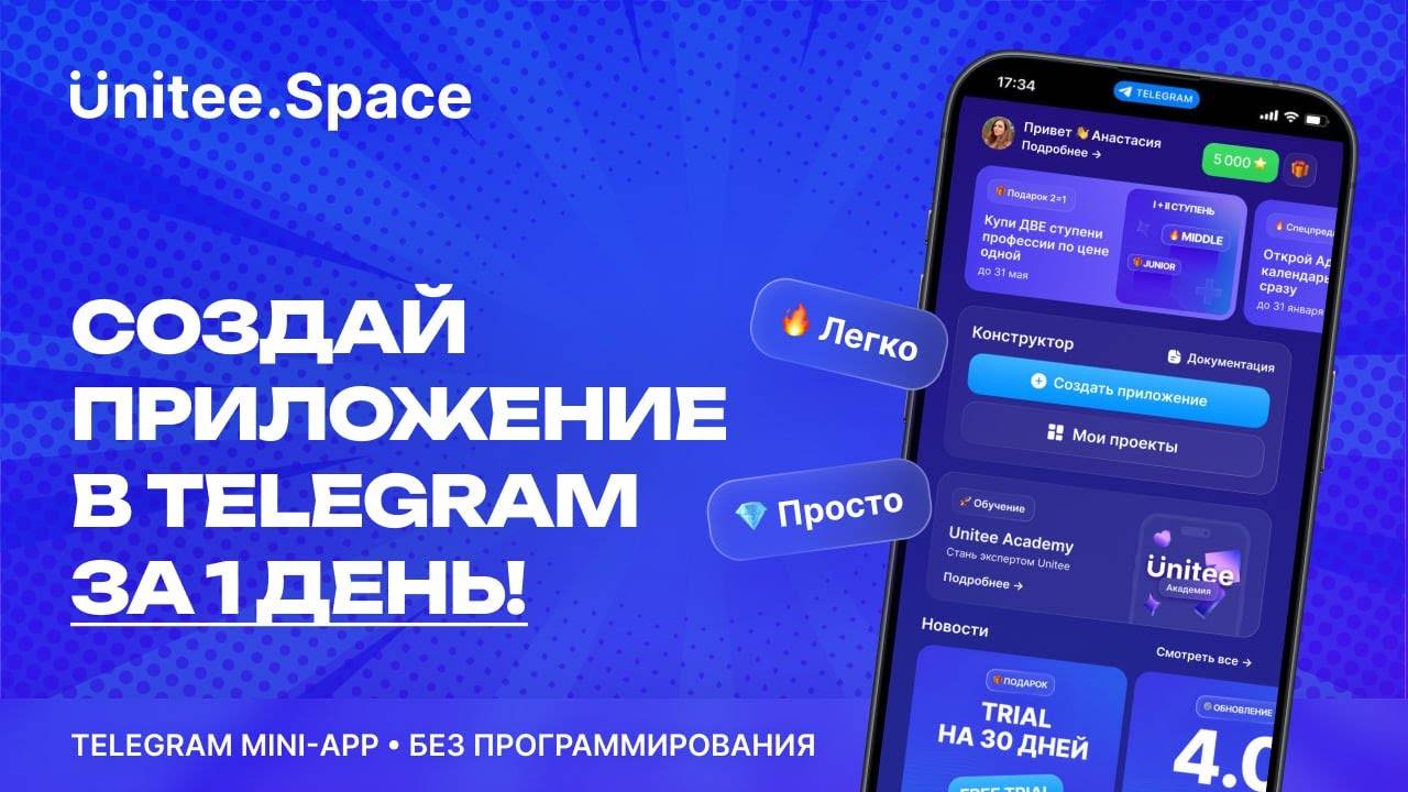 Что такое Unitee Space — объясняем за 3 минуты | Зачем и для кого нужен конструктор Mini App смотреть онлайн