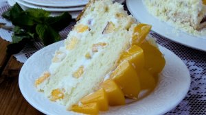 Бисквитный торт "Персиковый рай"