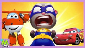 Говорящий Том vs Тачки 3  vs Супер Крылья.Машинки и Самолеты против Супергероев.Кто Быстрее