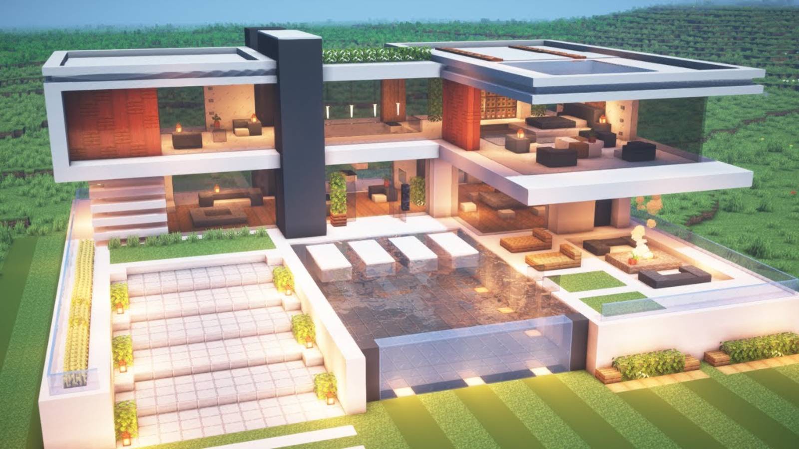 ЭЛИТНЫЙ СОВРЕМЕННЫЙ ДОМ БЕЗ МОДОВ В МАЙНКРАФТЕ! #minecraft смотреть онлайн