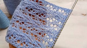 Вертикальные ажурные дорожки спицами "Лиственная лоза"