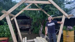 СТРОИМ БЕСЕДКУ СВОИМИ РУКАМИ. ЧАСТЬ 2. УСТАНАВЛИВАЕМ КАРКАС.