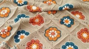 Вяжем мотив к красивому пледу