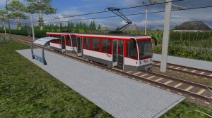 Поездка на Uni-Tram по маршруту №1 по карте Деревенька 2.2