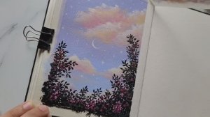 Вечерний пейзаж гуашью / Живопись для начинающих