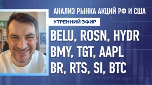 Анализ рынка акций РФ и США/ BELU, ROSN, HYDR, BMY, TGT, AAPL/ BR, RTS, SI, BTC