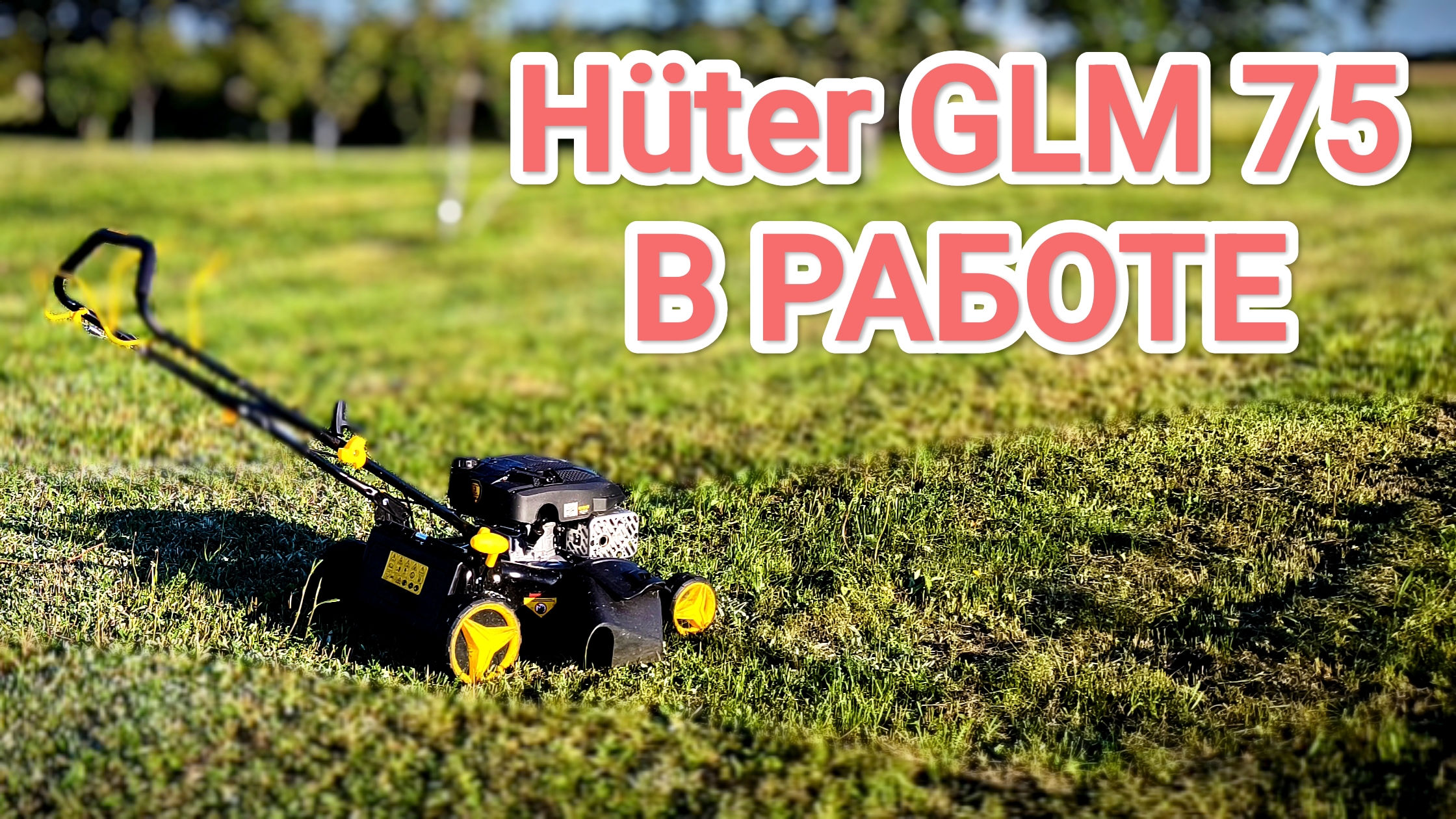 ГАЗОНОКОСИЛКА Hüter GLM 75 в работе на заросшем участке