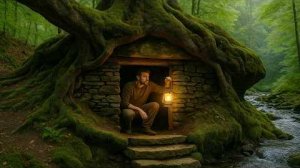 Скрытое убежище под корнями деревьев.