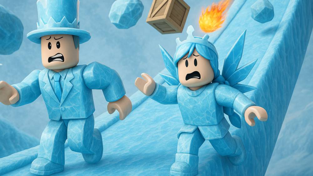 На эту ГОРУ НЕ ПОДНЯТЬСЯ она ЛЕДЯНАЯ в РОБЛОКС! Папа и Дочка ПАДАЮТ с ГОРЫ но не сдаются! смотреть онлайн