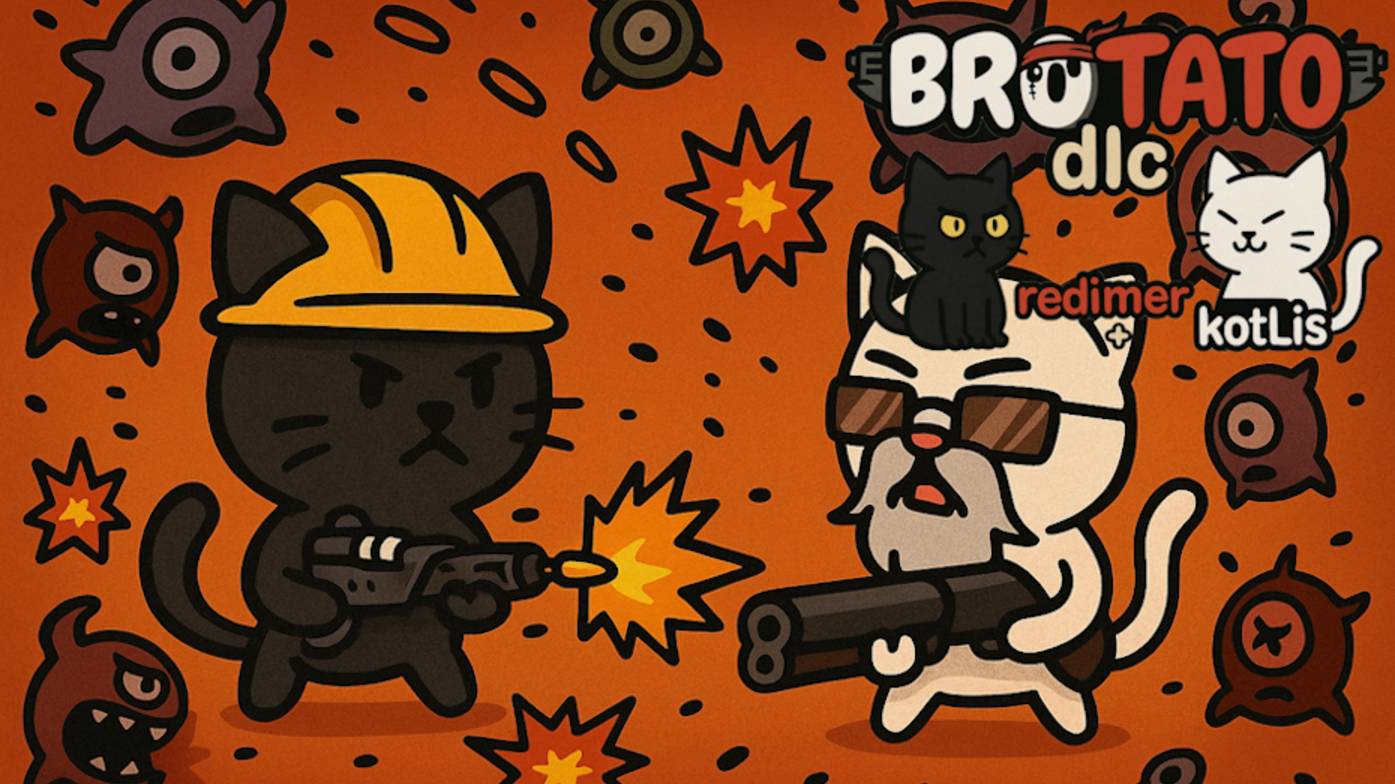 4 Серия. Brotato (abyssal terrors) c модами вдвоём - совместное прохождение 5 угрозы на одном комп.