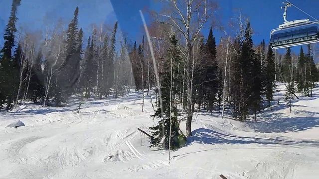 Шерегеш, подъём на подъёмнике в гору смотреть онлайн
