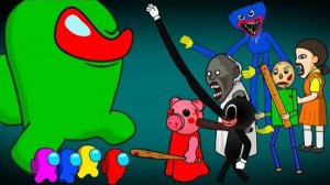 Giant Among Us vs Squid Game, Huggy, Kissy, Granny, Freddy |Гигант среди нас против кальмара