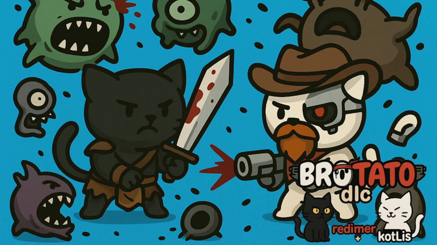 6 Серия. Brotato (abyssal terrors) c модами вдвоём - совместное прохождение 5 угрозы на одном комп.