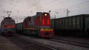 Тепловоз ТЭМ7А-0407. Под нагрузкой. Звук 2Д49.