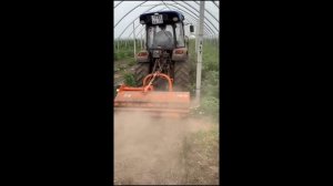 Мульчер ShakTiman,  работает в малиннике.