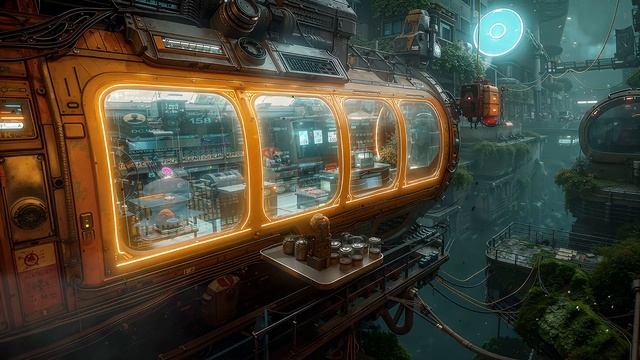 Futuristic Room ｜ Rainy Windy Night Sci-Fi Mood #DarkAmbient #SciFi