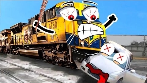 Краш–тест дорогого автомобиля - Что происходит, Когда Автомобили врезаются в Поезда? смотреть онлайн