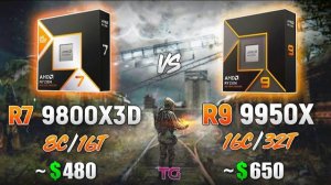 Ryzen 7 9800X3D vs Ryzen 9 9950X - Test in 10 Games
