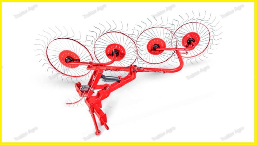 Грабли-ворошилки на 4ре диска на минитракоре Кубота L-235 смотреть онлайн