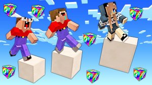 2 НУБА И ДЕВУШКА ПРО ПРОХОДЯТ ПАРКУР С РАДУЖНЫМИ ЛАКИ БЛОКАМИ В МАЙНКРАФТ