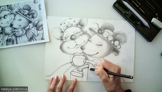 Обнимашки (мышки простым карандашом) смотреть онлайн