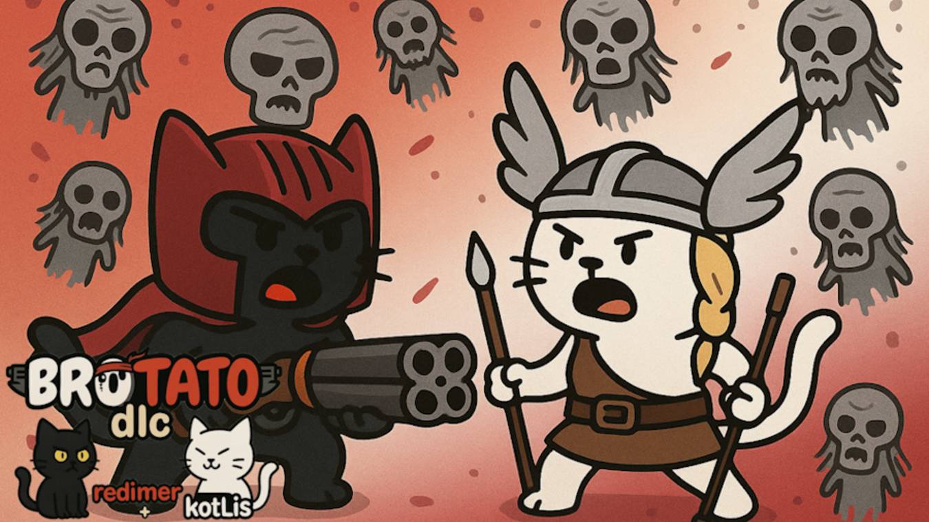 10 Серия. Brotato (abyssal terrors) c модами вдвоём - совместное прохождение 5 угрозы на одном PC HD