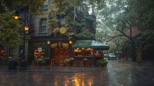 Вечерний джаз, вечернее кафе, дождь