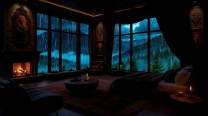 Звуки дождя и треск камина в уютной атмосфере слушать и засыпать