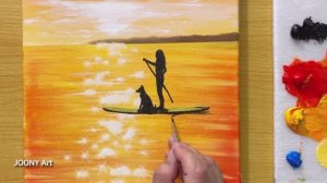 Рисуем сапбордистов, плывущих в закат.