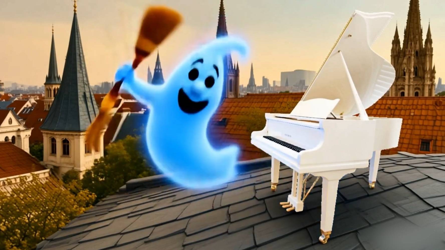 Рояль August Förster на крыше, где живут Карлсон и привидение смотреть онлайн