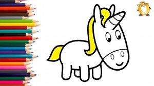Мультик - раскраска для детей ЕДИНОРОГ. Учимся как рисовать ЕДИНОРОГА вместе с детьми // ОБУЧАШКА ТВ