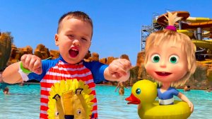 Брозаврики играют в парке легенд с любимыми героями мультики Маша и медведь #длядетей #детям