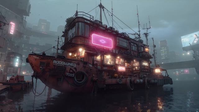 Dark Ambient _ Rusty Boat In Windy City Night Atmosphere #darkambient #atmosphere