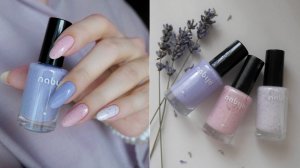 Нежный маникюр разноцветные ногти, лаки Nabyo с глиттером (обычный лак)