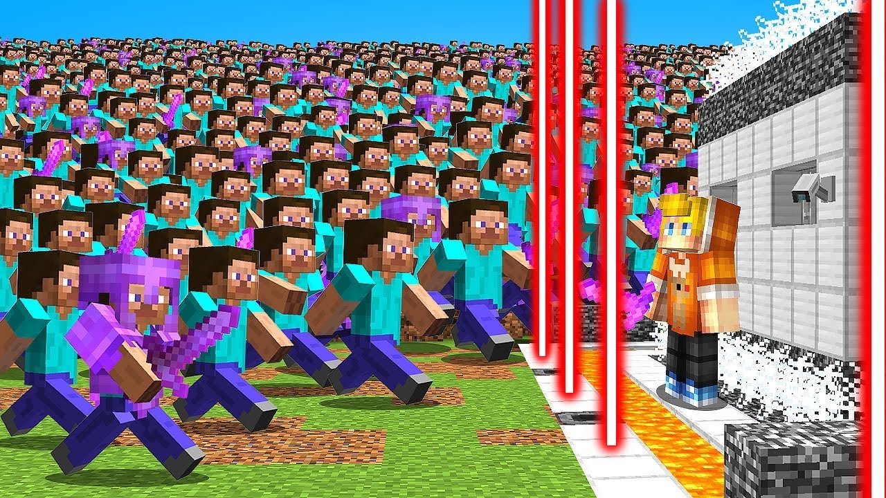 1728 ИГРОКОВ Против МОЕЙ ЗАЩИЩЁННОЙ БАЗЫ в Майнкрафт…