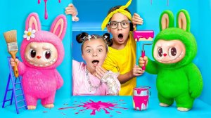 Мы построили огромную куклу ЛАБУБУ! Секретная комната, которую невозможно найти!