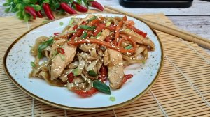 ЛАПША УДОН С КУРИЦЕЙ и овощами в соусе терияки. Вкусный ужин за 20 минут.