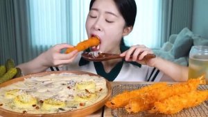 🔥🍲 Мукбанг и Mukbang : ДЕВУШКА ГОТОВИТ НЬОККИ! 🥔 С хрустящими креветками + рецепт