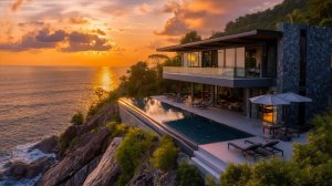 Приятный Джаз у Современного Дома Возле Океана | Закат, вид на море и Абсолютный Релакс