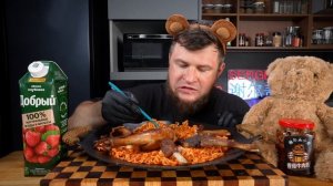 SPICY NOODLES, DEEP FRY MEAT, COOKING AND EATING, ASMR MUKBANG, АСМР МУКБАНГ, 먹방, 大食い, たべる, 谢尔盖