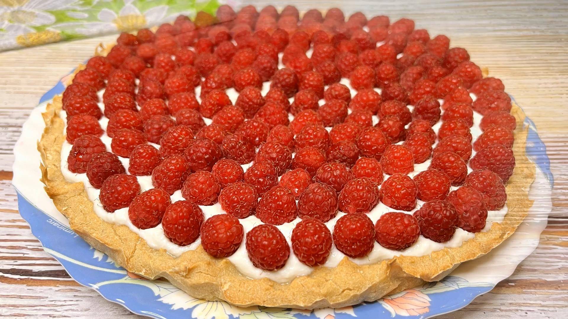 ТартПП с творогом и малиной. Без глютена и сахара.