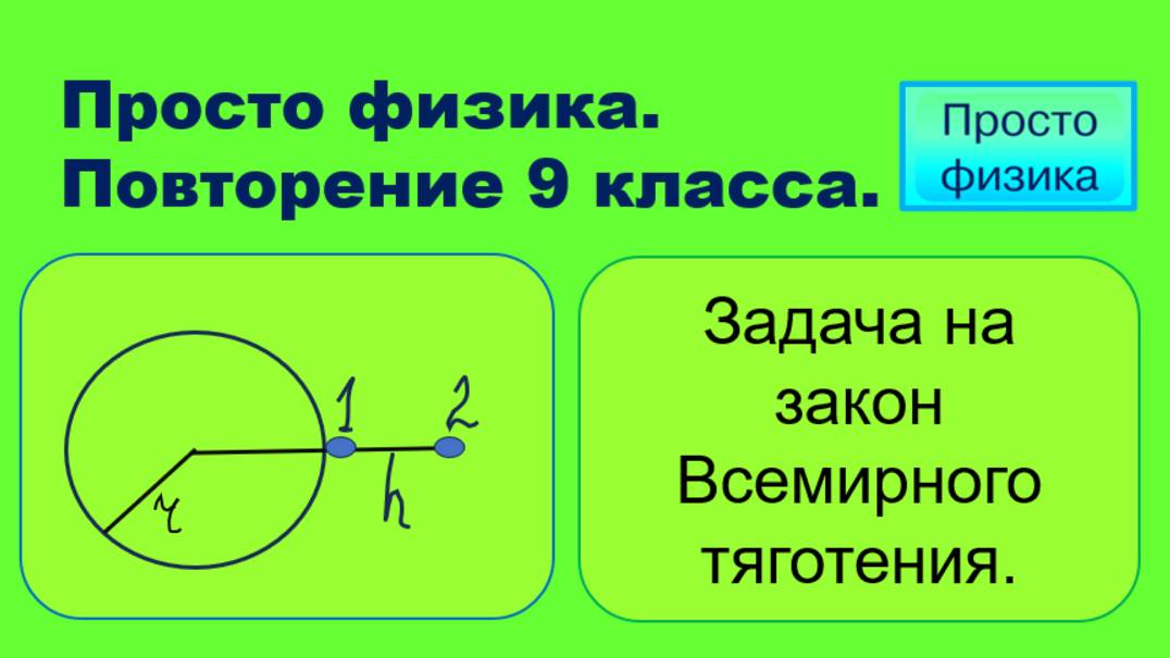 Повторение 9 класса. Физика. Задача на закон Всемирного тяготения. смотреть онлайн