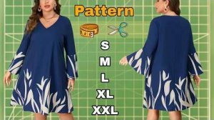 Создайте идеальную выкройку женского платья с V-образным вырезом . Доступно в размерах S-XXL.