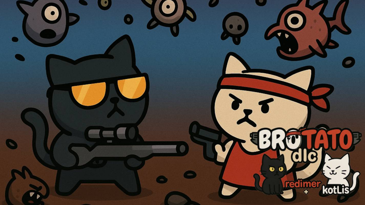 13 Серия. Brotato (abyssal terrors) c модами вдвоём - совместное прохождение 5 угрозы на одном PC HD